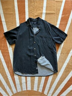 Vintage Y2K silk NAT NAST dark grey textured button up shirt